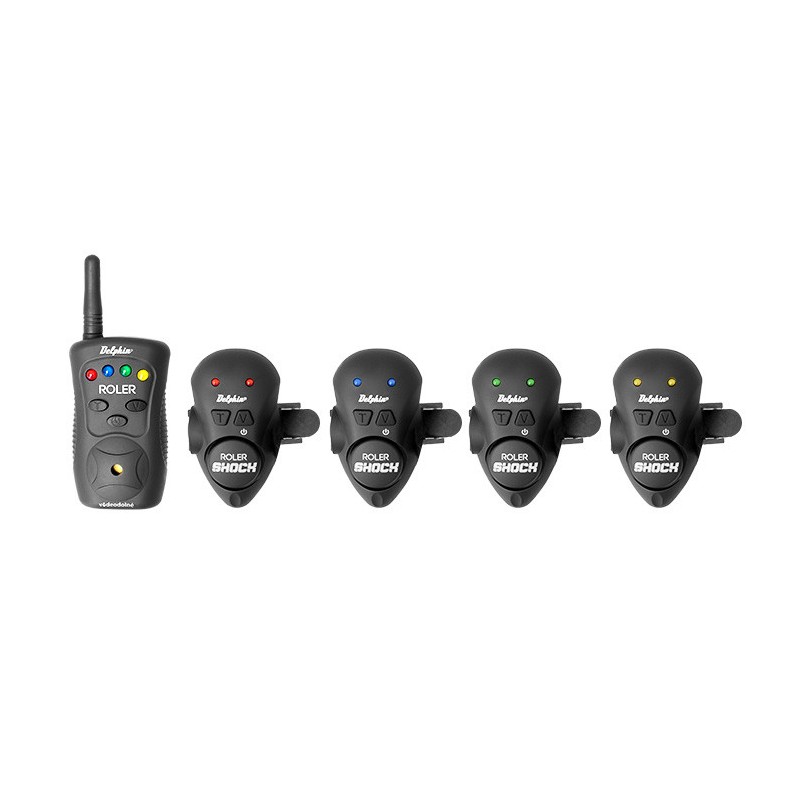 Set avertizori/senzori wireless Delphin ROLER SHOCK, 4+1, cu vibratie, cu montare pe lanseta