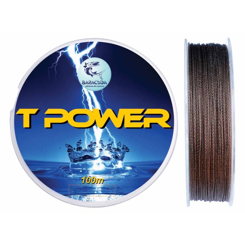 Fir textil teflonat Baracuda TPower 100 m, culoare maro 0.18 mm