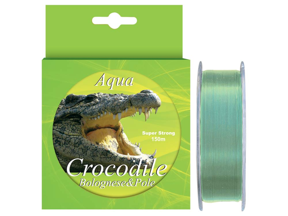 Nylon/fir monofilament Aqua Crocodile Bolognese & Pole 150 m, verde pal