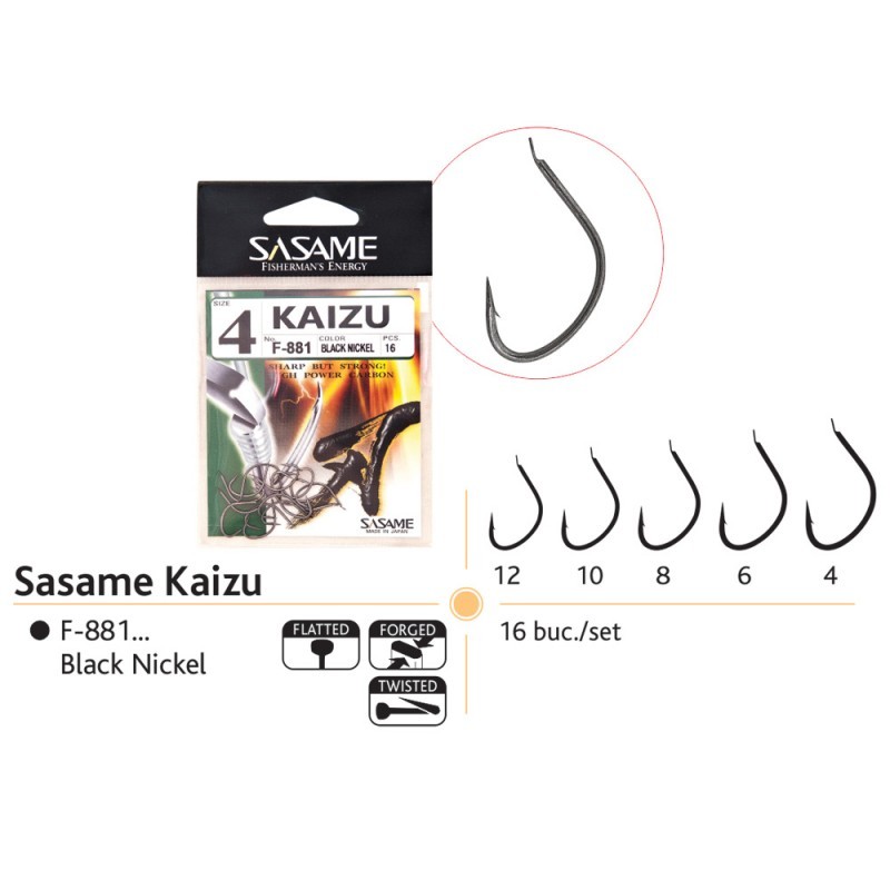 Ace pescuit Sasame Kaizu, 16 buc/set, black nickel 6