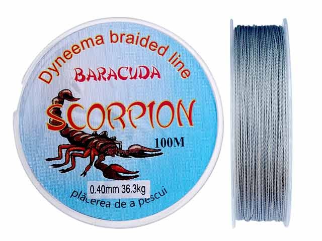 Fir textil Baracuda Dyneema Scorpion 100 m, culoare gri