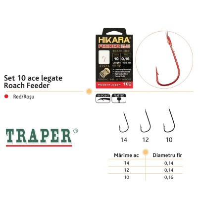 Ace legate Traper Hikara Roach Feeder, 10 buc/set